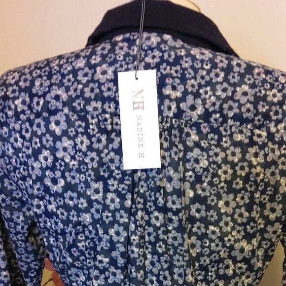 NWT NH NADINE H Women’s Multi Color Printed Floral Pleated Long Sleeve Blouse 38 - Picture 10 of 10